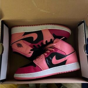 Jordan Women's Pink and Black Sneakers